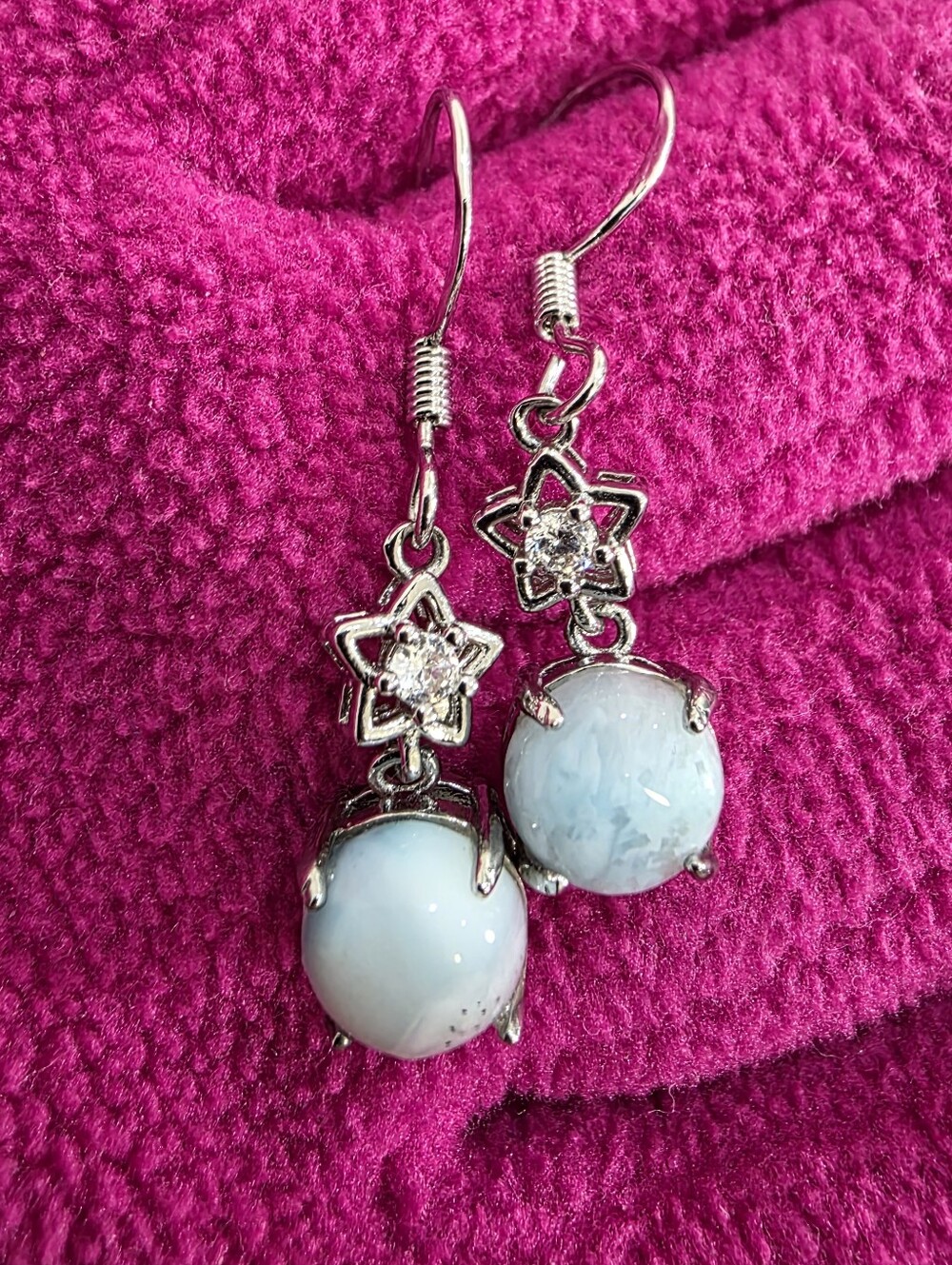 🔹️FINAL SALE🔹️S925 Silver Star Drop Earrings with Larimar Gemstone